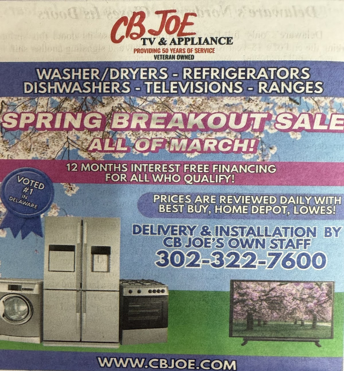 CB JOE TV & APPLIANCE